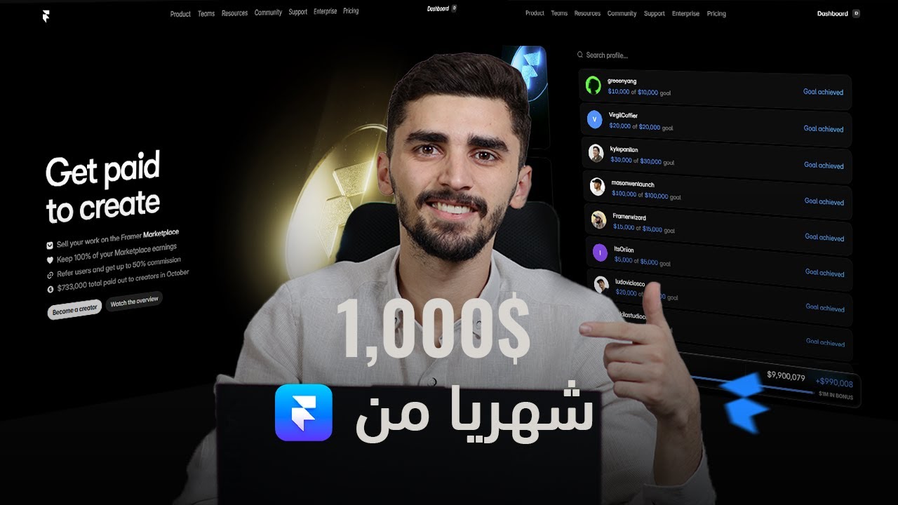 4 طرق لتحقيق أكثر من 1000$ من Framer