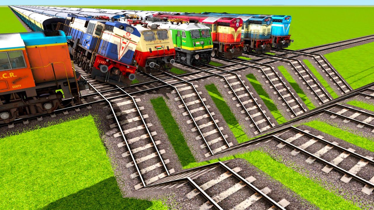 HIGHEST SPEED TRAIN HITS THE MULTIPLE TRAINS AT DEEP RISKY RAILROAD TRACKS|🔺 Train simulator|