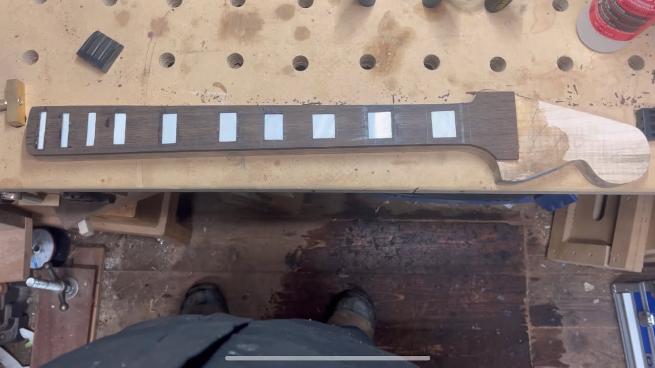 Building a Stratocaster part 10: installing block inlays - YouTube