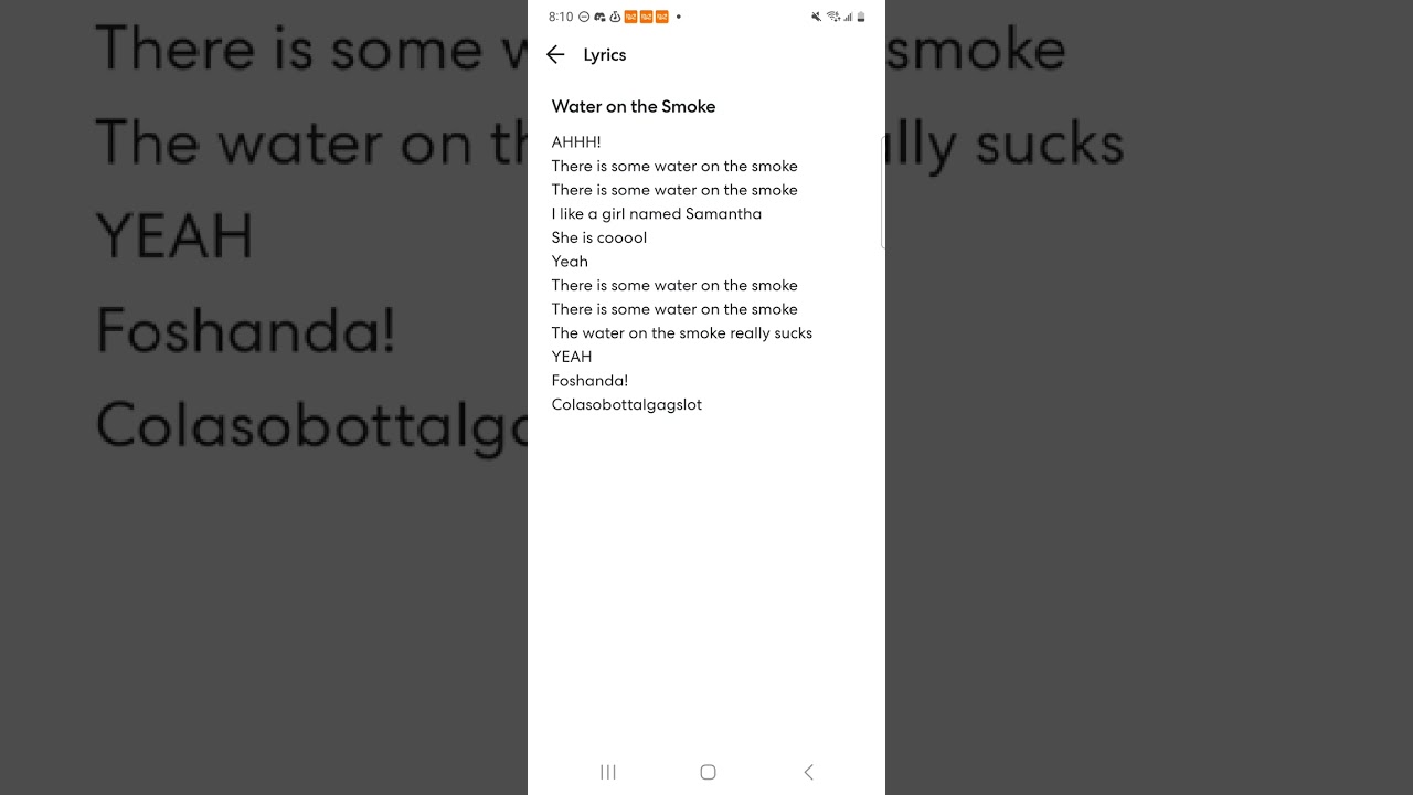 Water on the Smoke (Lryric Video)