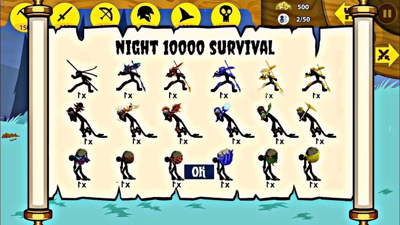 NIGHT 10000 SURVIVAL UNLOCKED LIMITED ALL GIANT SUPER BOSS | HACK STICK WAR LEGACY