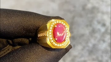 Nhẫn Nam Đá Ruby Sao Tự Nhiên Yên Bái Mài Sống Đỏ Hồng Đẹp
