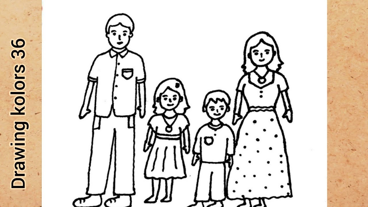 Happy family father, mother and child cute hand drawn pattern vector  illustration design line drawing. 25741899 Vector Art at Vecteezy