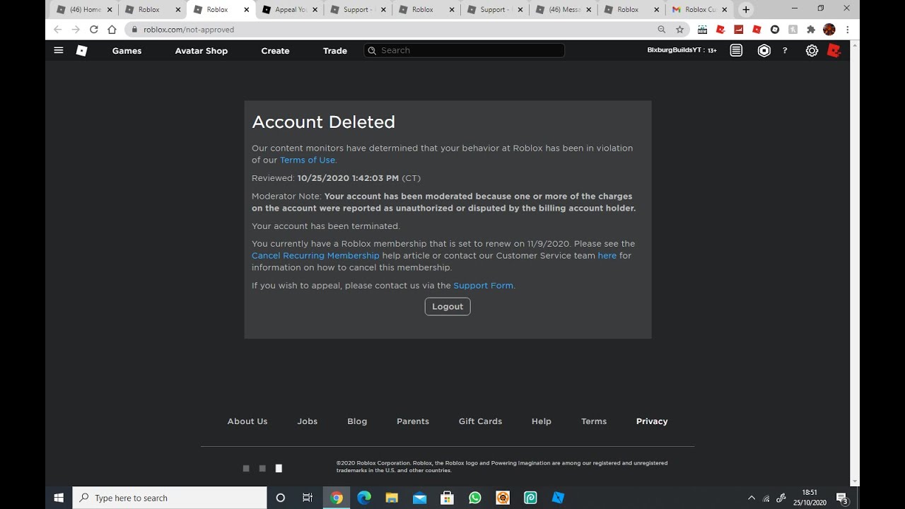 My Roblox account was banned for no reason YouTube