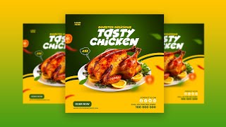 How To Make Professional Roasted Delicious Tasty Chicken Poster For All Social Media Design