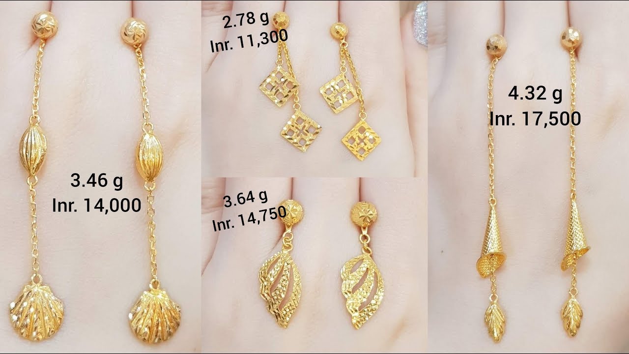 Light Weight Earring Designs For Daily Wear With Weight and Price ||  Shridhi Vlog - YouTube | Gold earrings, Gold bangles design, Designer  earrings