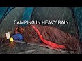 Solo camping  camping alone when heavy rain  small tent on hill  asmr