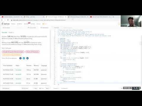 1758. Minimum Changes To Make Alternating Binary String - Javascript  Time O(n) Space O(n)  Leetcode