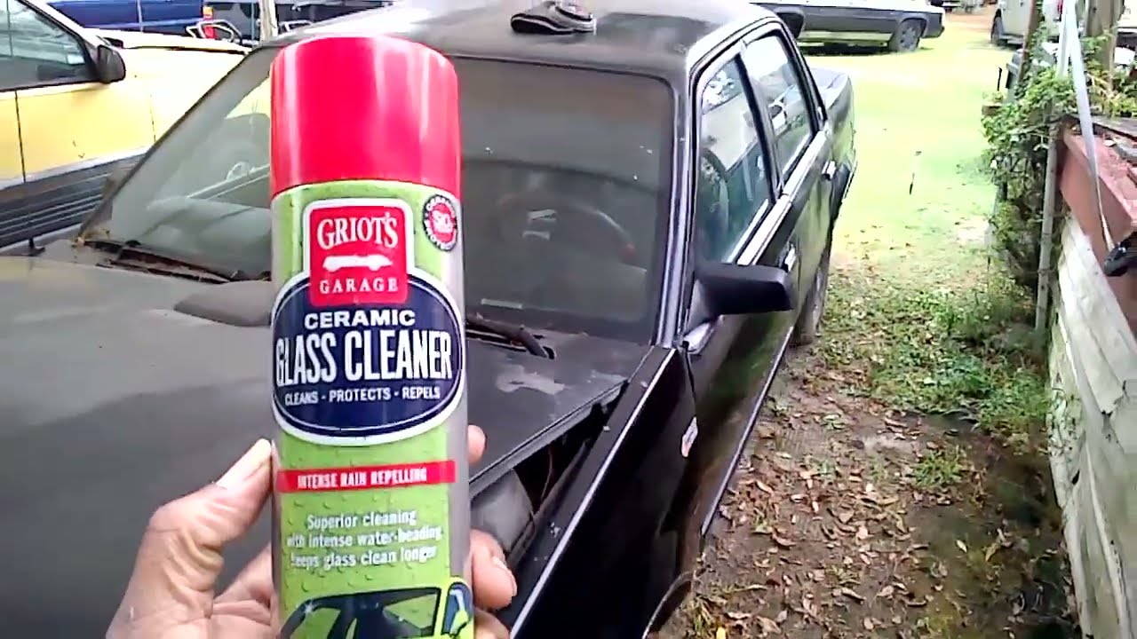 Griot's garage ceramic glass cleaner test on extremely dirty windshield 