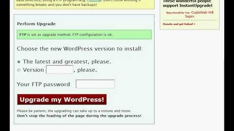 Upgrade To WordPress 2.7
