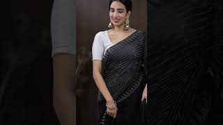Be The Showstopper In Our Black Designer Fancy Saree Complemented By Full Sugar Work