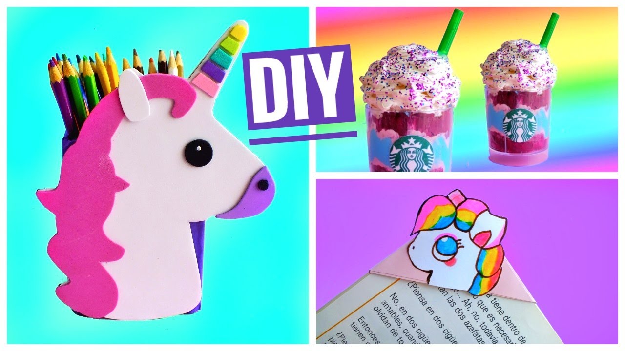 3 DIY UNICORN SCHOOL SUPPLIES Back to school Unicorn frappuccino