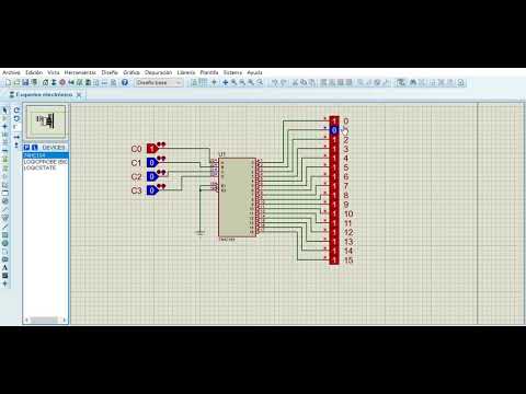 Decodificador binario de 4 bits Proteus 8 Professional Esquema ...