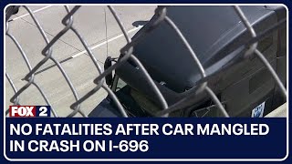 No fatalities after car mangled in crash on I-696 | FOX 2 News