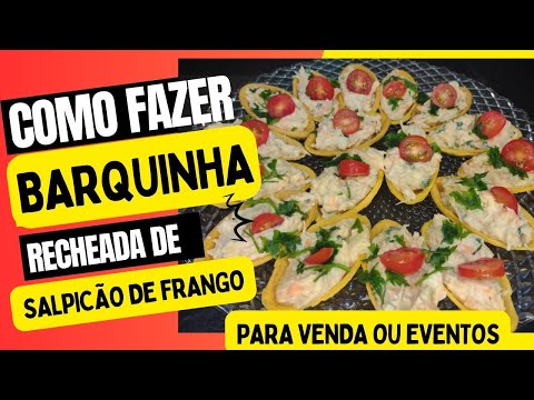 Como fazer canapés de salpicão de frango. Canapé de barquinha com Salpicão de frango.