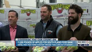 United, First Fruit Farms donate 11,000 pounds of apples to South Plains Food Bank