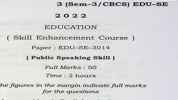 BA 3rd Semester Education Skill Enhancement Course CBCS Question 2022 Gauhati University
