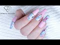 Beautiful Spring nail art tutorial with sugar and flower transfer foil.