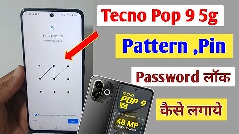 Tecno Pop 9 5g me pattern pin or password lock kaise lagaye | how to screen lock in tecno pop 9 5g