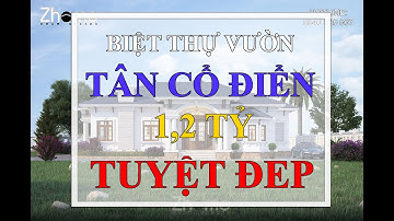 Nhà vườn 1 tầng đẹp | Mẫu biệt thự 1 tầng tân cổ điển | Kiến trúc Zhome -ZH024
