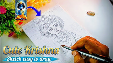 Cute Krishna Drawing: Easy Sketch Step by Step | Baby Krishna Kaise Banaye (Grid Method) 
