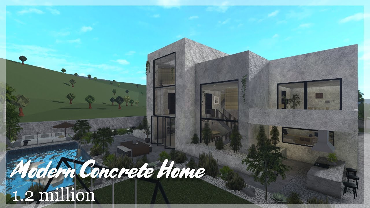 Bloxburg Modern Concrete Home Speedbuild Part 2 YouTube