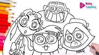 Teen Titans Go Coloring Book Compilation Raven Starfire Robin Cyborg Beast Boy TTG screenshot 2