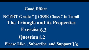 NCERT Grade 7 || CBSE Class 7 The Triangle and its Properties -Exercise 6.3 - Question 1,2 i,ii,iii