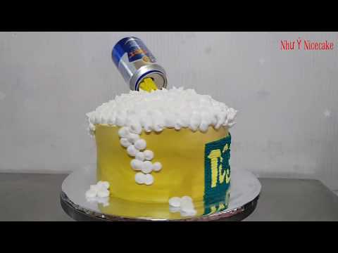 Video Hướng dẫn làm bánh kem độc đáo, bánh kem hình lon bia - youtube