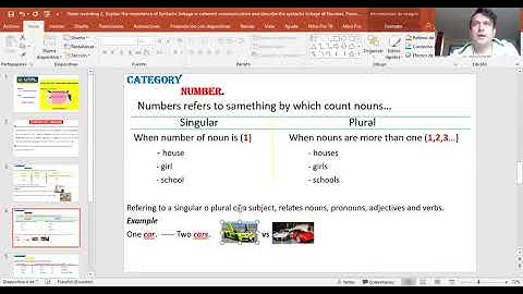 Video recording # 2_ Syntactic linkage_ categories_ number, person, Gender