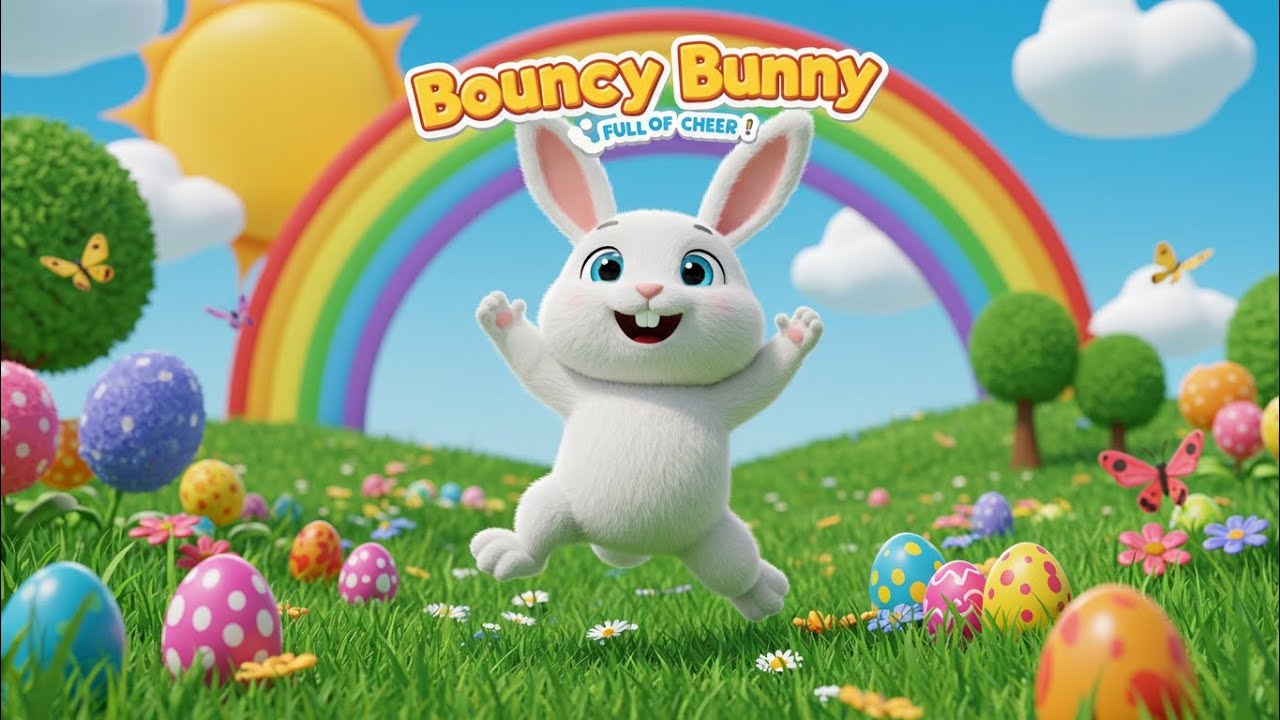 Bouncy Bunny, Full of Cheer | Fun Kids Rhyme with Hopping Bunny Adventure