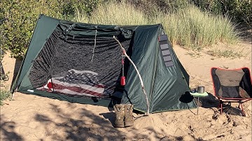 DD A-Frame Tent in the Sun and Sand.