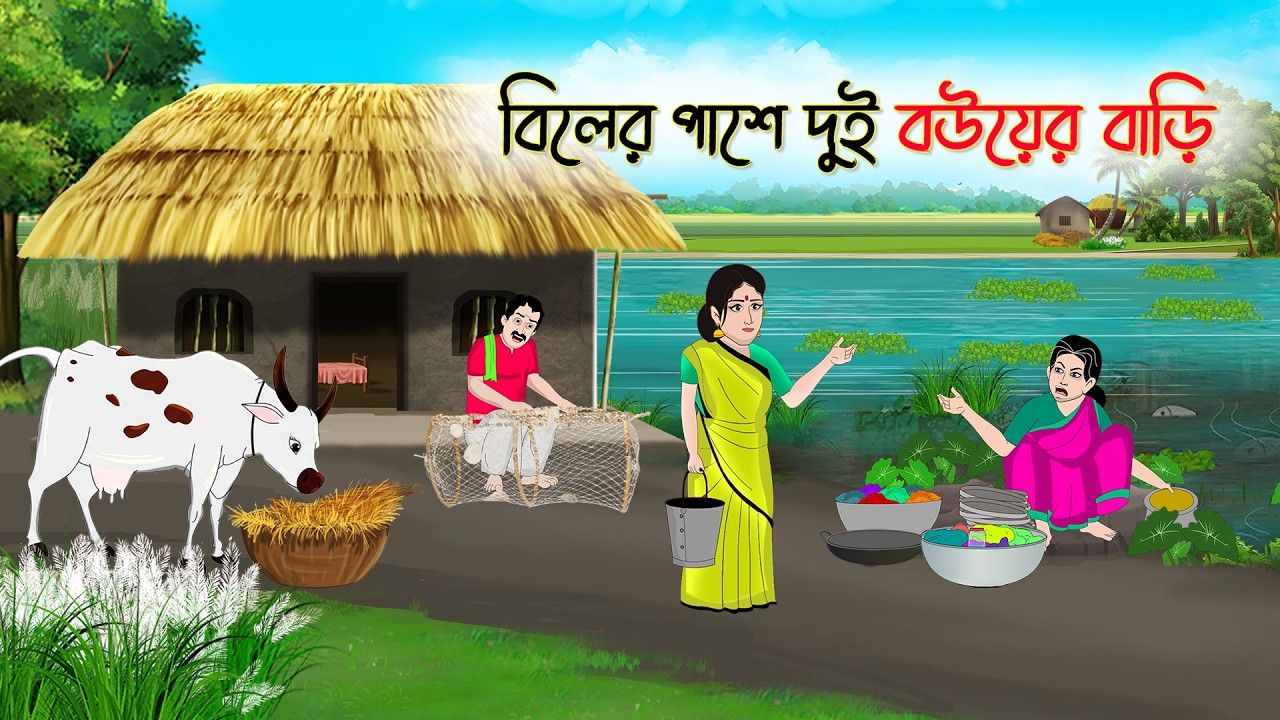 বিলের পাশে দুই বউয়ের বাড়ি | Village Story | Thakumar Jhuli | Bangla Cartoon