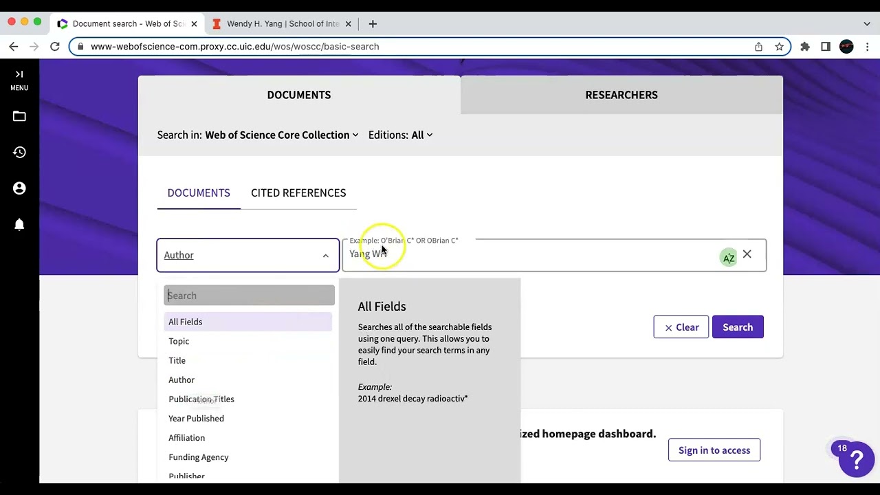 Author Searching Web of Science @ UIC