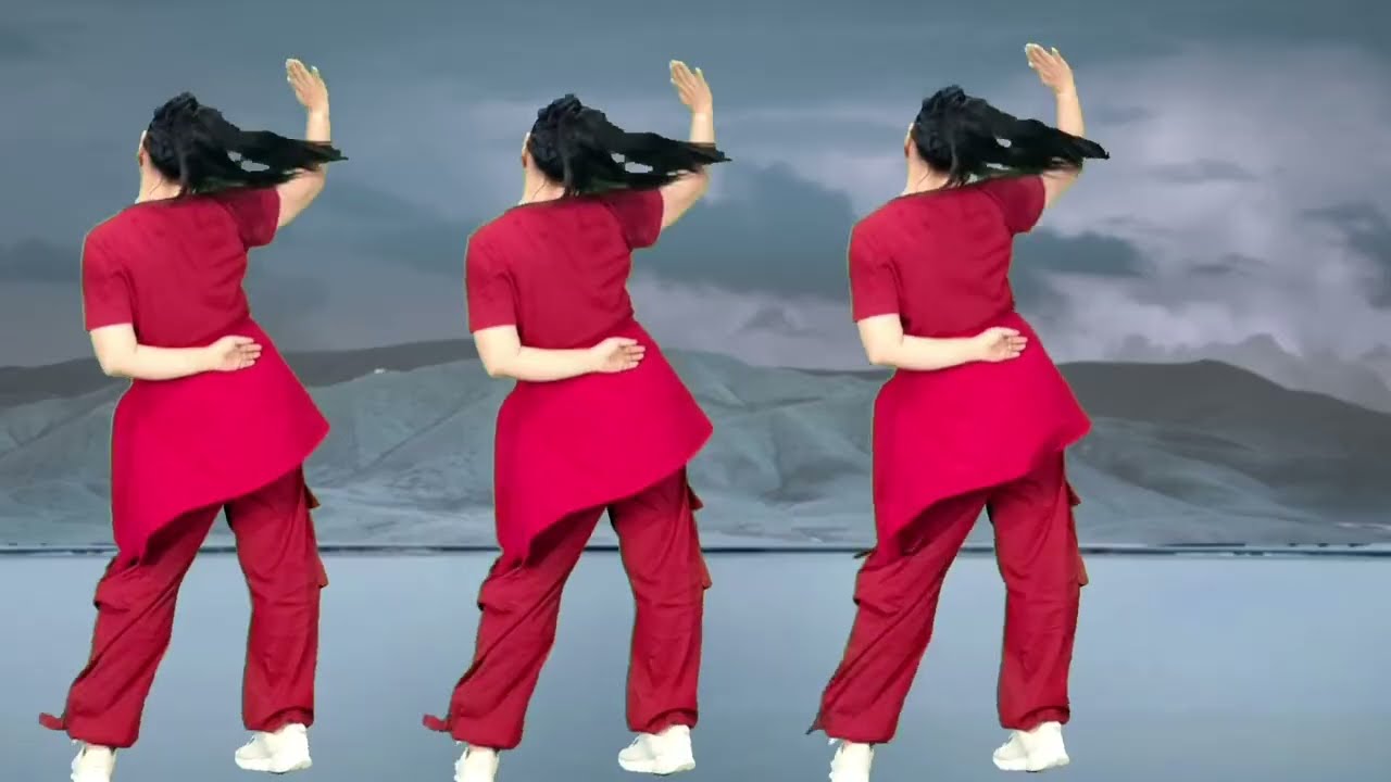 草原风味广场舞《天太热了》背面简单动感流行步子舞