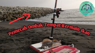 Mancing Dasaran Di Pemecah Ombak Pantai Congot