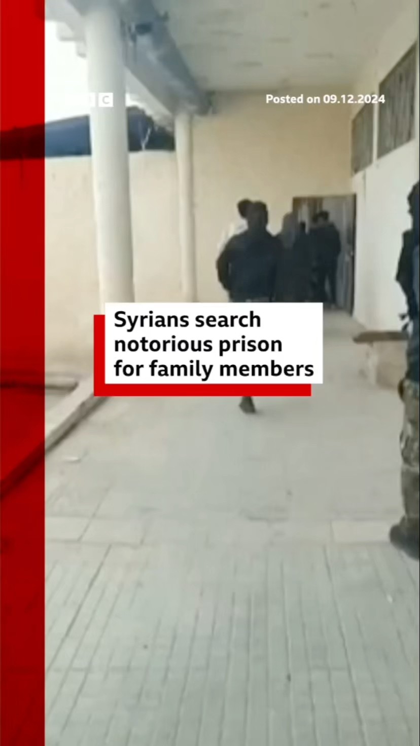Syrians rush to notorious Saydnaya prison in search of relatives. #Syria #Damascus #BBCNews