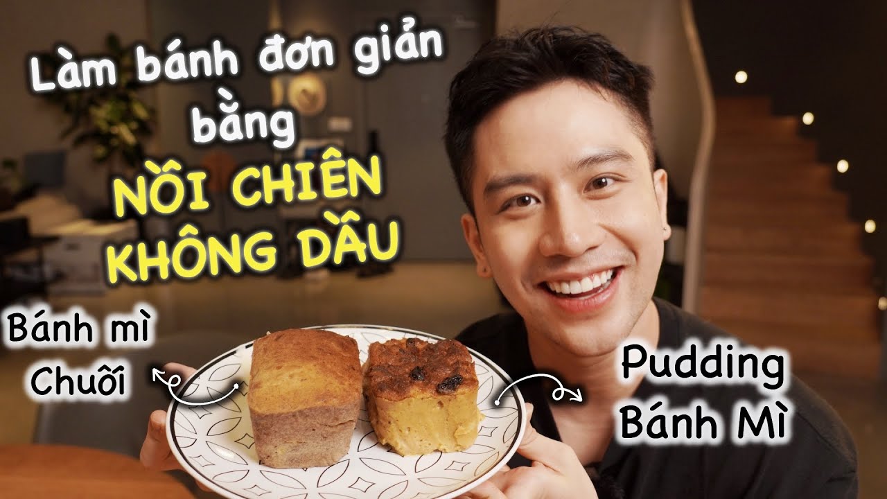 Cách làm BÁNH CHUỐI NƯỚNG cực đơn giản bằng Nồi Chiên Không Dầu // Dinology
