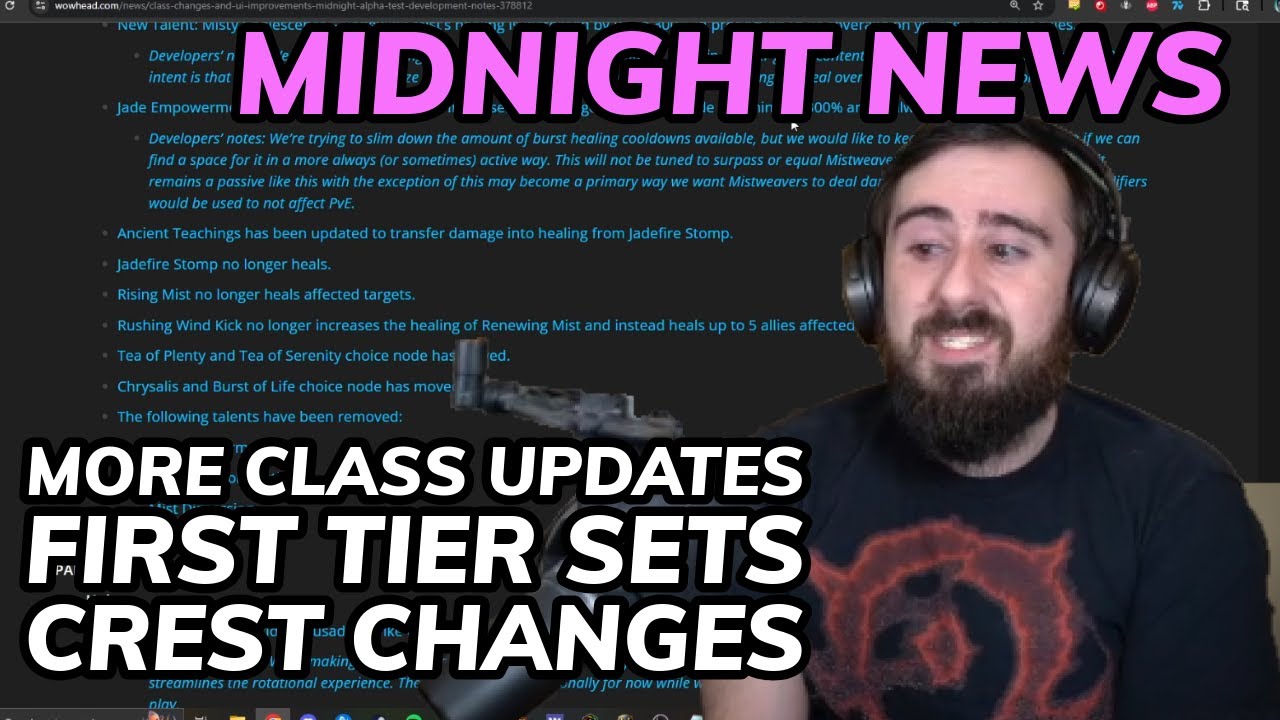 Midnight Code Change Midnight Update: Class Updates, Tier Set Bonuses, and Crest Changes ...
