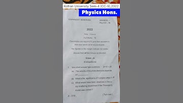 Kolhan University ll #sem4 #physicshonours #cc8 #2022
