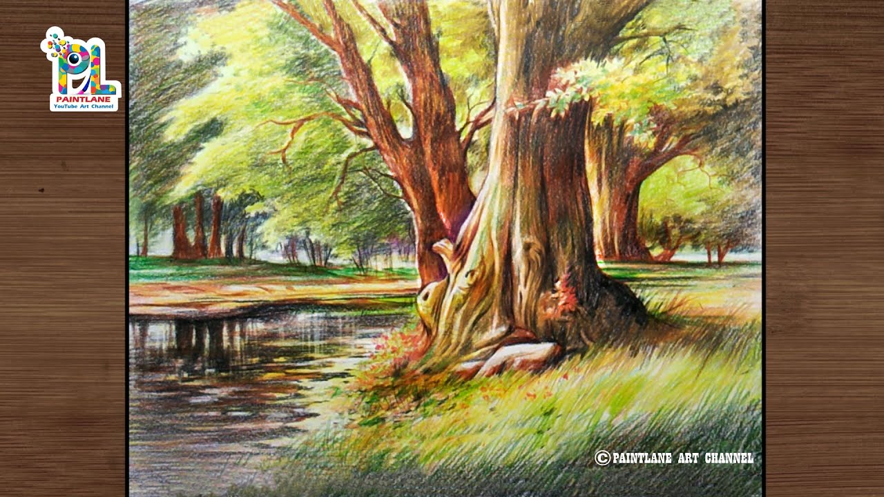 How to draw a Very Easy and Simple Colorful Landscape / Color pencil Drawing  Nature Scenery - … | Landscape drawings, Landscape drawing tutorial,  Colorful landscape
