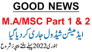M.A/MSC Part 1 & 2 & Composite | Admissions Starts | Exams 1st Week Jan 2022 Official News Watch