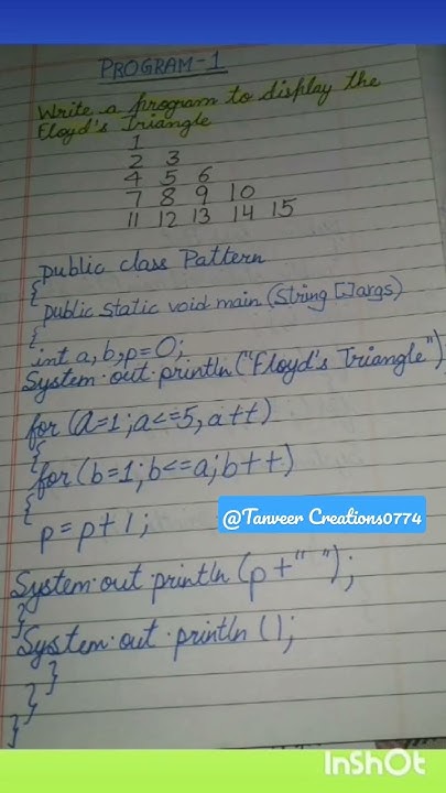 Floyd's Triangle Java Program Class 10 ICSE Computer PYQs - YouTube