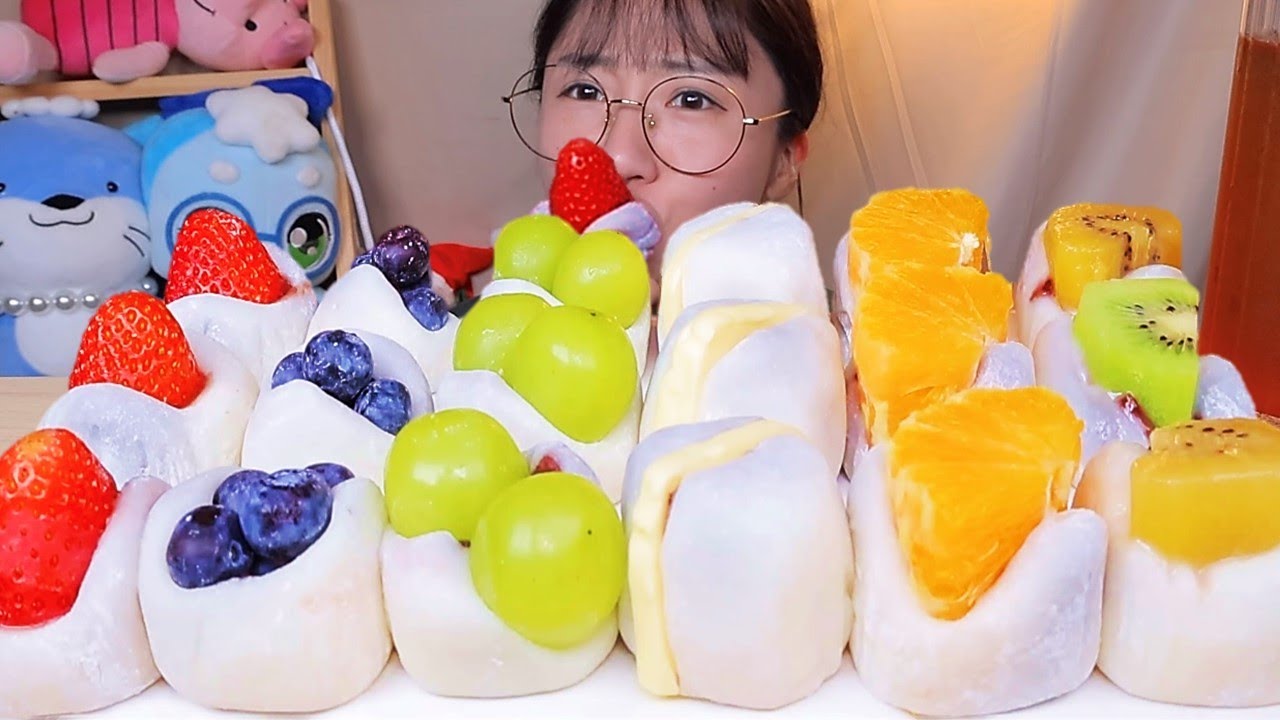 쫄깃쫄깃한 과일 찹쌀떡🍓 부산 쿄다이떡 과일모찌 떡 디저트 먹방 Dessert Mukbang
