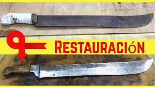 Restauración de cuchillo oxidado , machete antiguo.