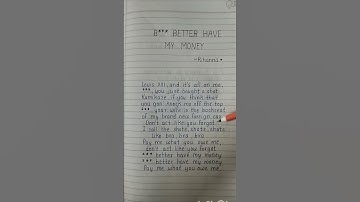 Thumbnail of Better have my money - Rihanna #trending #lyrics #handwrite