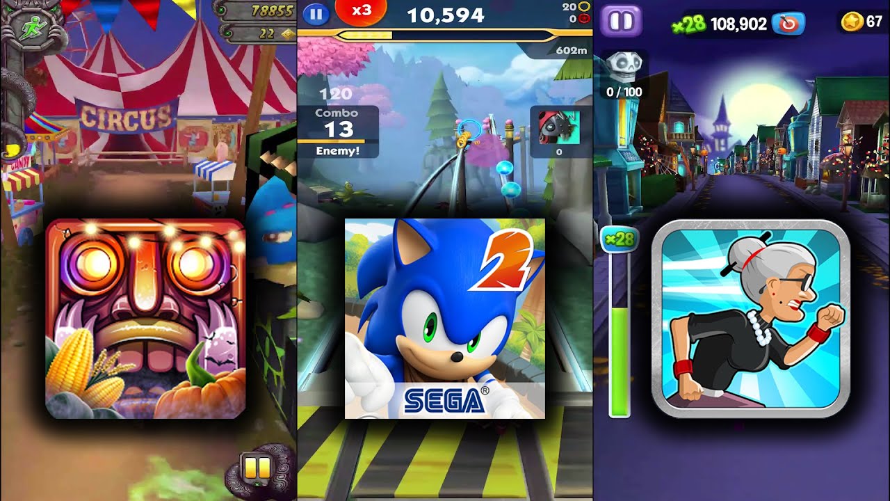 Temple Run 2 Haunted Harvest Vs Sonic Dash 2 Sonic Boom Vs Angry Gran ...