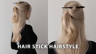 Easy Half Up Half Down Hair Stick Hairstyle 🥢 How to use a hair stick