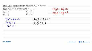 The formula for the function f is f(x)=3x+n. If f(2)=5, then f(1)=...