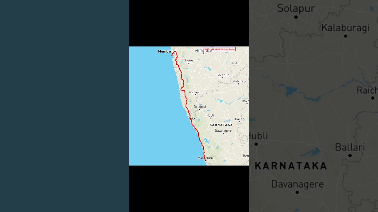 12133/34 CSMT - Mangaluru Superfast Express Route Map